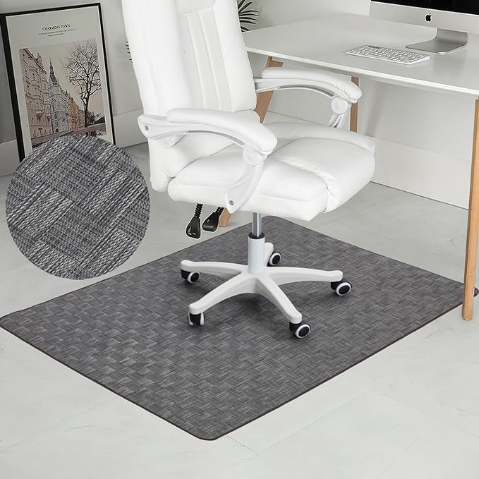 Chair Mat for Hardwood & Tile Floor, 47" x 60" Heavy Duty Office Chair Mat for Rolling Chairs, Anti Slip, Non-Curve, Floor Protector for Home Office, Gray Square