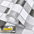 Drawer and Shelf Liner for Kitchen Cabinet: 17 in X 30 Ft Non Slip Waterproof Shelf Paper Non Adhesive Refrigerator Liners Gray Mosaic Easy Liners for Bathroom