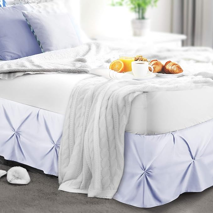 Nestl Ice Blue Bed Skirt Queen Size, Pinch Pleat Queen Bed Skirt, 14" Inch Drop Queen Bedskirt, Hotel Quality Ice Blue Bed Skirts, Premium Microfiber Bedskirt for Queen Bed, Ice Blue Queen Bed Skirt