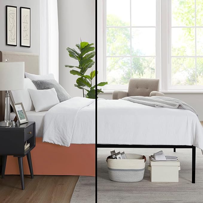 Nestl Rust Bed Skirt Cal King Size - Cal King Bed Skirt 14 Inch Drop - Brushed Microfiber Bed Skirts - Hotel Quality Pleated Bed Skirt - Shrinkage & Fade Resistant