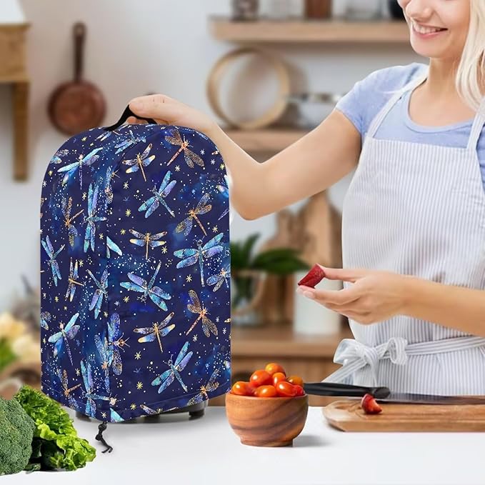 Dragonfly Pattern Blender Dust Cover Stand Mixer or Coffee Maker Appliance Covers with Drawstring Anti Fingerprint Polyester Dust Proof Stain Resistant Blender Cover for Kitchen