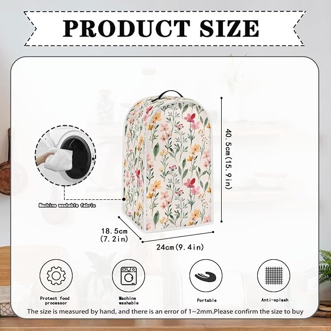 Flowers Print Blender Covers Kitchen Appliance Dust Cover Blender Protector Anti Splash Fingerprint Food Stain, Compatible with Stand Mixer Coffee Maker Juicer