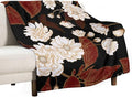 Red Gold Floral Blanket, Boho Dark Flower Leaves Chinese Plum Blossoms Botanical Vintage Throw Blanket for Bed Living Room Bedding Couch Soft Lightweight Warm Cozy Decor, 30"x40"