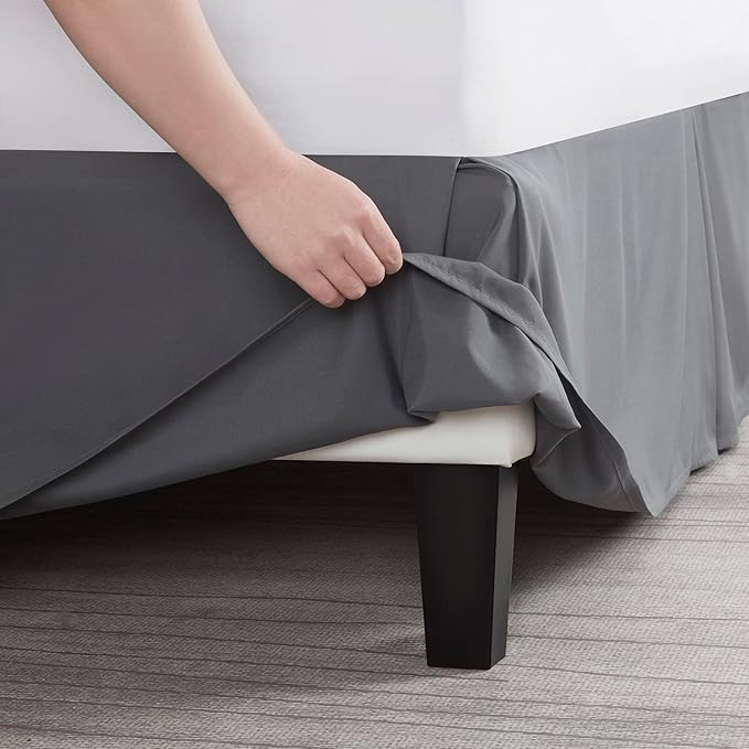 Nestl Dark Gray Bed Skirt Cal King Size - Cal King Bed Skirt 14 Inch Drop - Brushed Microfiber Bed Skirts - Hotel Quality Pleated Bed Skirt - Shrinkage & Fade Resistant