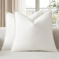 EMEMA Decorative Linen Throw Pillow Covers 20x20 Inch Cream Boho Farmhouse Neutral Couch Throw Pillows for Bed Pack of 2 Accent Pillowcase Modern Sofa Cushion Livingroom Home