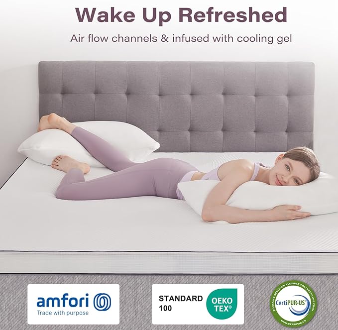 3 Inch Memory Foam Mattress Topper Queen Size with Removable Soft Cover Ventilated Breathable Cooling Mattress Pad Portable Bed Topper for Back Pain, CertiPUR-US Certified