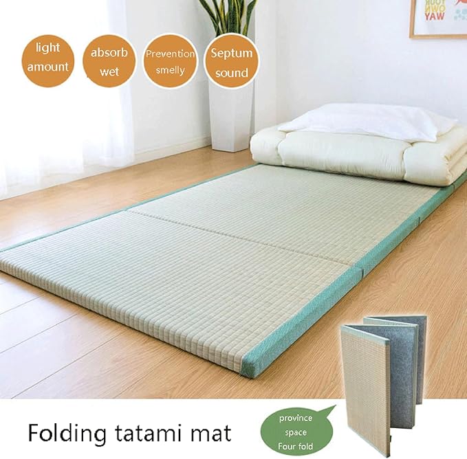Japanese Traditional Tatami Mattress, Igusa (Rush Grass) Tatami Mat, Foldable Floor Mattress,Japanese Futon Bed,Meditation Mats for Floor,Summer Sleeping Mat
