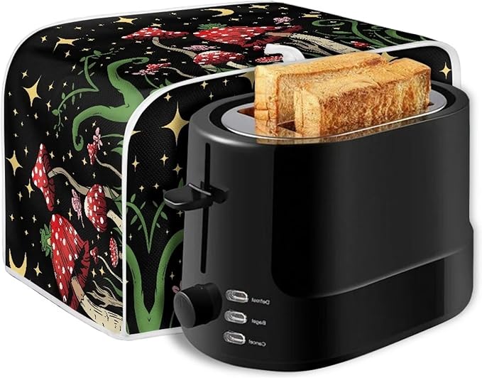 ZFRXIGN Butterfly Mushroom Toaster Cover 2 Slice Wide Slot Toaster Dust Covers Oven Cover Moon Night Kitchen Small Appliance Cover with Top Handle Home Decor Galaxy Frog
