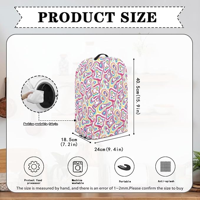 Psychedelic Abstract Coffee Machine Dust Cover Universal Design Compatible with Blender Juicer Food Processor Washable Oil Proof Food Processor Protective Cover with Top Handle