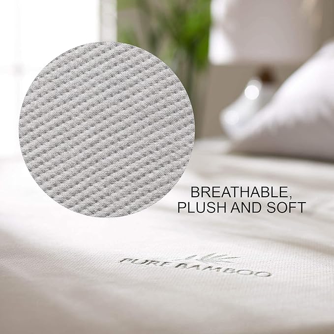 Twin Mattress Protector by PURE BAMBOO, Waterproof - Viscose Derived from Bamboo, Breathable, Noiseless Mattress Cover Protects Against Moisture, Spills, Stains (Twin)