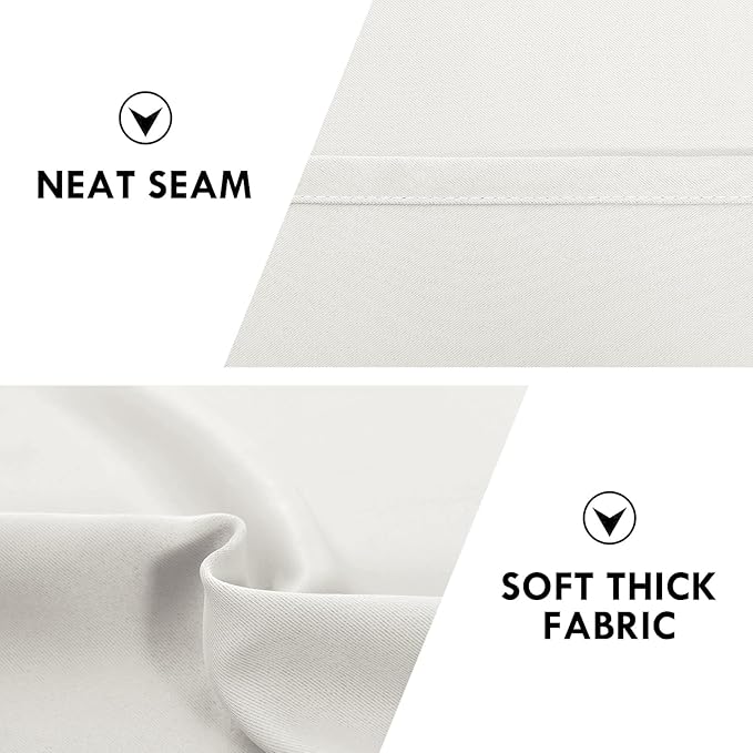 DWCN Blackout Curtains for Living Room Thermal Insulated, Energy Saving & Noise Reducing Bedroom Curtains, Ivory, W 52x L 36 Inch, Set of 2 Rod Pocket Curtain Panels