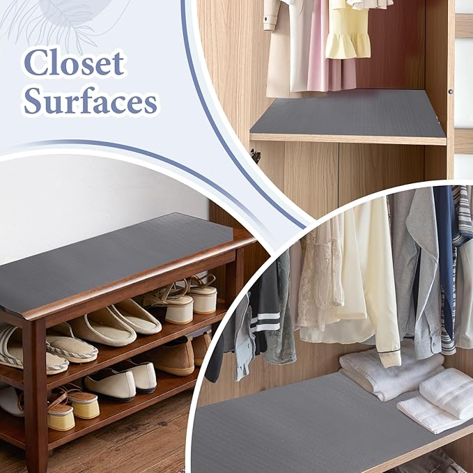 Drawer and Shelf Liner for Kitchen Cabinet: 23 in X 20 Ft Non Slip Waterproof Shelf Paper Non Adhesive Refrigerator Liners Pure Grey Easy Liners for Bathroom with Knife Tape Measure