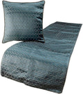 The HomeCentric King Queen Twin Blue Decorative King 90"x18" Bed Runner with 2 Pillow Cover, Hexagon Pattern Bed Scarf on Jacquard Fabric - Hexagon Lagoon