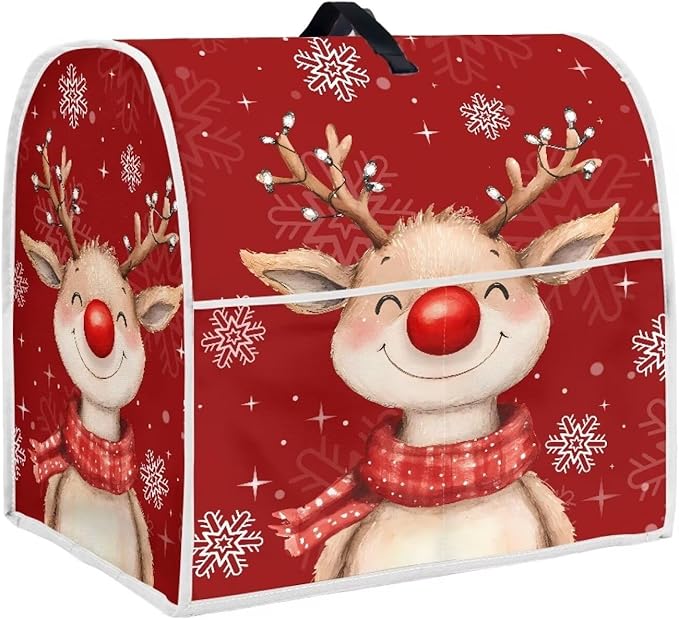 Christmas Reindeer Stand Mixer Cover 6-8 Quart Kitchen Mixer Cover Washable Food Processor Protective Covers Dust Protection Insulated Kitchen Appliance Cover Xmas Decor