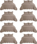 IR Imperial Rooms 8 Pack California King Quilt Bedding Set (118"x106") - Bulk Wholesale for Hotels, Guest Bedroom & Airbnbs - Lightweight Microfiber Reversible Embossed Quilts Bedspread (Beige)