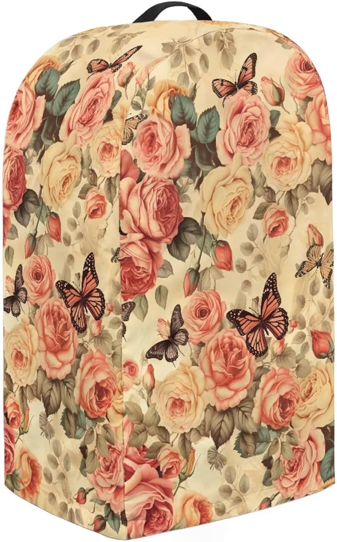 Retro Roses Butterflies Blender Cover Kitchen Coffee Maker Cover Dust Protection Romantic Home Decor for Blender Food Processor juicer Easy to Install Kitchen Appliance Cloth Cover
