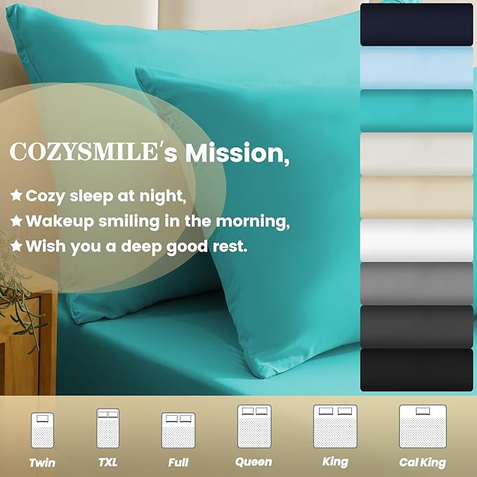 Holtel Luxury Twin Size Sheet Set - 3 Piece Soft Microfiber Sheets for Twin Size Bed, 16" Deep Pocket Easy Care Wrinkle Free Cooling Bedding Sheet and Pillowcase Set, Turquoise