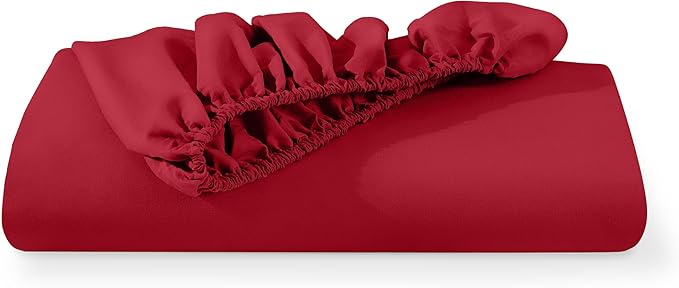 Bare Home Fitted Bottom Sheet Twin XL Size - Premium 1800 Microfiber - Ultra-Soft Hotel Luxury - Deep Pocket - Durable and Long Lasting (Twin XL, Red)