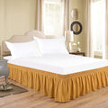 Gold Wrap Around Bed Skirts with 16" Drop - Three Sides Fabric Adjustable Elastic Dust Ruffle Silky Soft -600 TC Stretchy Bed Skirt-Short Queen(60"X 75") Gold