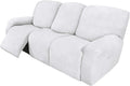 Easy-Going 8 Pieces Recliner Sofa Stretch Sofa Slipcover Sofa Cover Furniture Protector Couch Soft with Elastic Bottom Kids, Spandex Jacquard Fabric Small Checks Snow White