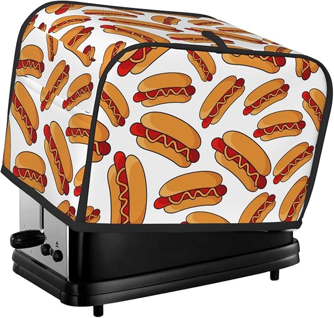 Fun Hot Dog Food 2 Slice Toaster Cover, Waterproof Toaster Dust Cover Bread Maker Protective For Small Kitchen Appliance Dining Room Home Table Decor Gifts