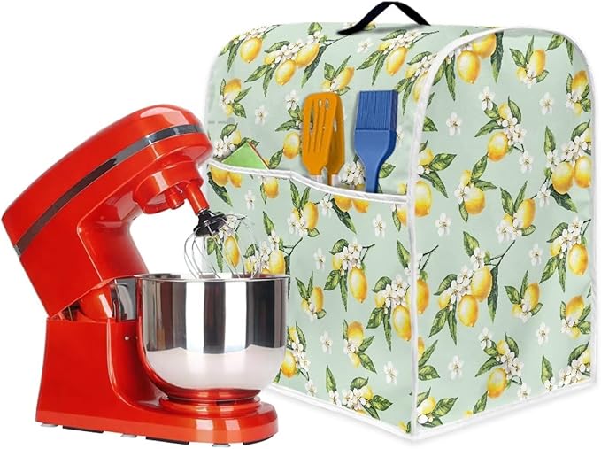 Lemon Mixer Cover for Kitchen Aid 6-8 Quart Stand Mixers, Universal Kitchen Appliance Dust Cover Washable Dustproof Cloth Cover with Pocket for Kitchenware Gift for Holiday