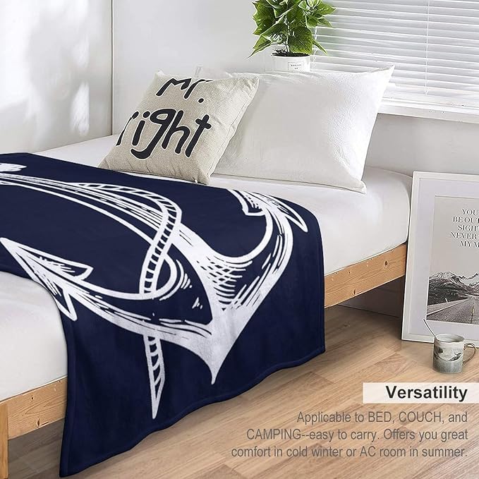 Anchor Blanket Retro Abstract Nautical Navy Blue White Soft Cozy Lightweight Throw Blanket for Kids Girls Boys Women Men Bedroom Living Room Dorm Chair Sofa Travel 60x80in