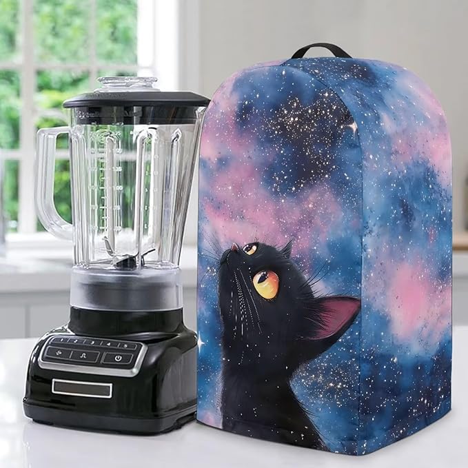 Black Cats Starry Sky Blender Cover Dust Cover Appliance Dust Cover for Small Food Processor Coffee Maker Juice Maker with Top Handle Blue and Pink Starry Sky