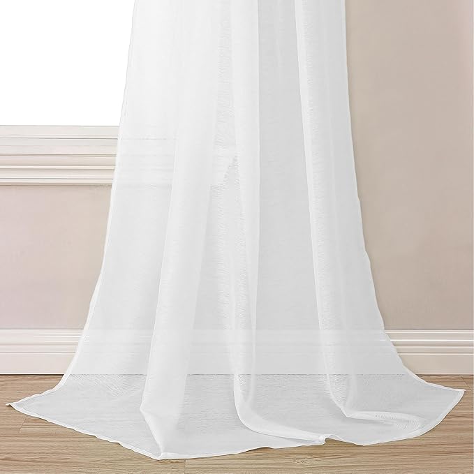 DONREN Luxury Soft Semi Sheer Window Scarf - White Valance for Wedding Arch, Curtains (1 Panel, 52 x 288 Inch Length)