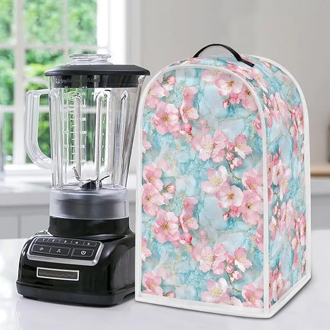 Talayituse Cherry Blossom Marble Print Blender Dust Cover, Fingerprint Protection Cover for Stand Mixer or Coffee Machine, Home Kitchen Appliance Covers for Stain Dust Resistant Supplies