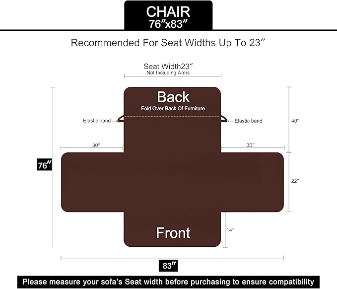 U-NICE HOME Recliner Chair Covers Reversible Chair Cover Pet Covers for Dogs with Elastic Straps Water Resistant Diamond Quilted (23''Recliner Small, Coffee/Beige)