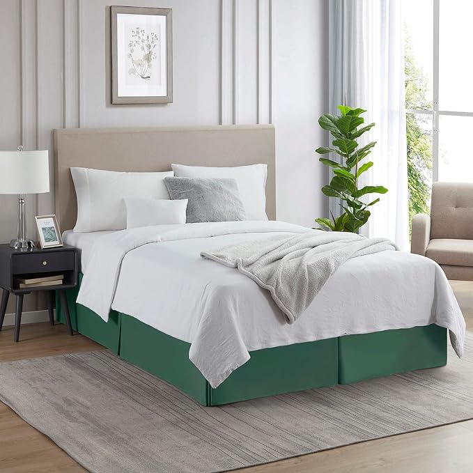 Nestl Hunter Green Twin XL Bed Skirt - Twin XL Size Bed Skirt 14 Inch Drop - Brushed Microfiber Bed Skirts - Hotel Quality Pleated Bed Skirt - Shrinkage & Fade Resistant