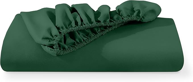 Bare Home Fitted Bottom Sheet Queen Size - Premium 1800 Microfiber - Ultra-Soft Hotel Luxury - Deep Pocket - Durable and Long Lasting (Queen, Forest Green)