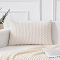 Kevin Textile 14x24 Inch Pillow Cover 1 Pack Boho Christmas Decorative Soft Striped Corduroy Lumbar Farmhouse Color Accent Rectangle Cushion Case for Living Room Couch Sofa Bed, Pure White