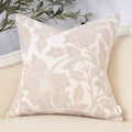 Yangest Chenille Floral Pillow Cover 20 x 20 Inches, Neutral Jacquard Square Throw Pillow Cover Soft Decorative Nature Accent Couch Pillow Cover for Living Room Bedroom, Beige