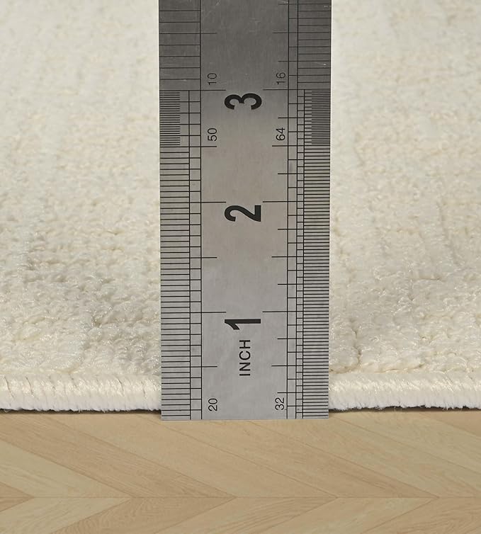 jxgzyy Beige Area Rug 5x7, 0.36'' Thick Low Pile Textured Rug, Modern Aesthetic Home Décor for High Traffic Area, Stain-Resistant Kitchen Rug with Non-Slip Backing