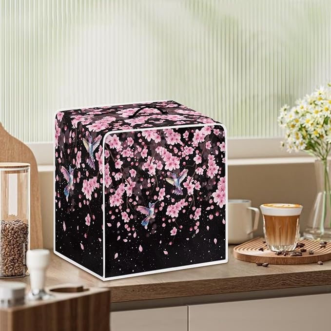 Coffee Maker Cover Hummingbird Cherry Blossom Coffee Maker Cover for Kitchen Counter Dust Protector
