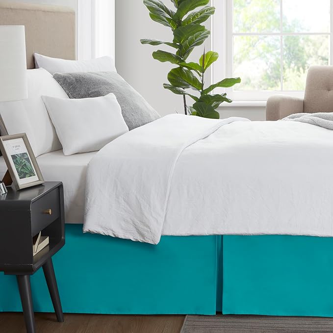 Nestl Teal Twin XL Bed Skirt - Twin XL Size Bed Skirt 14 Inch Drop - Brushed Microfiber Bed Skirts - Hotel Quality Pleated Bed Skirt - Shrinkage & Fade Resistant