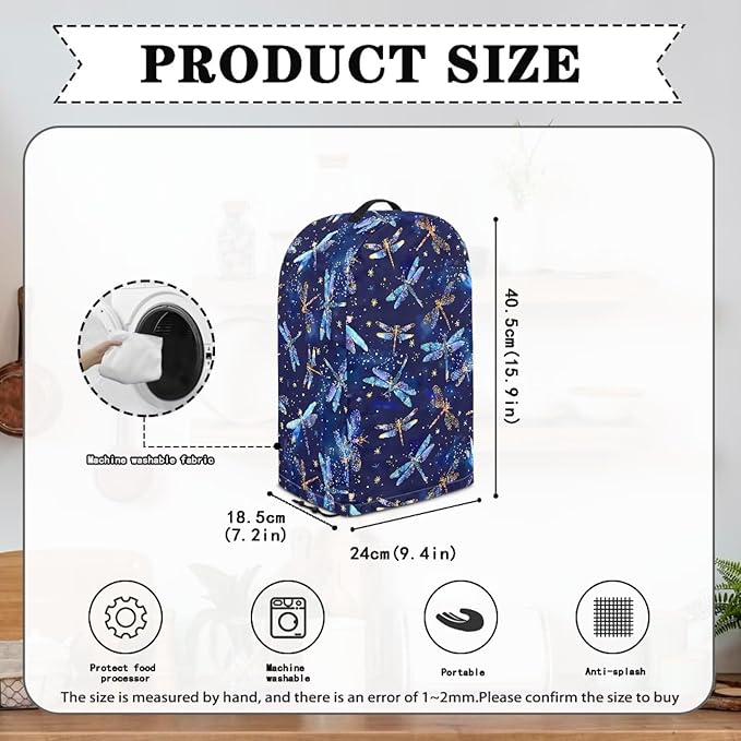 Dragonfly Pattern Blender Dust Cover Stand Mixer or Coffee Maker Appliance Covers with Drawstring Anti Fingerprint Polyester Dust Proof Stain Resistant Blender Cover for Kitchen