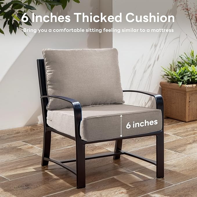 6" Thicker Outdoor Chair Cushion 4 Sets - 24" *24" *6" Waterproof Patio Furniture Cushions with Removable Cover, 28D High Density Sponge Filling Thicken Outdoor Patio Cushions - Grey