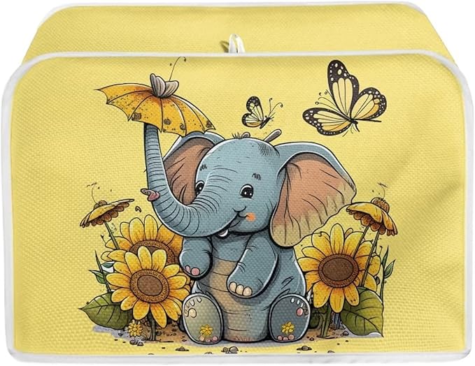 ZFRXIGN Elephant Sunflower Toaster Cover 4 Slice Small Appliance Covers Kitchen Microwave Oven Dust Cover Case Protector Waterproof Toaster Covers Butterfly Yellow