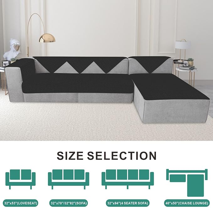 Foxdecor Couch Cover Sofa Covers Washable, Dog Bed Cover Couch Covers for 3 Cushion Couch Sofa Pet Friendly, Dog Couch Cover Furniture Covers for Pets.(Black 32x53 inch)