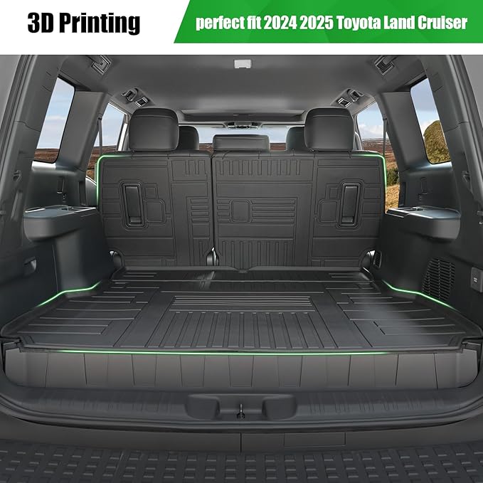 Cargo Mat for Toyota Land Cruiser 2026 2025 2024, Trunk Mat with Backrest Mat All Weather Protection Cargo Liner Replacement for 2025 Toyota Land Cruiser Accessories