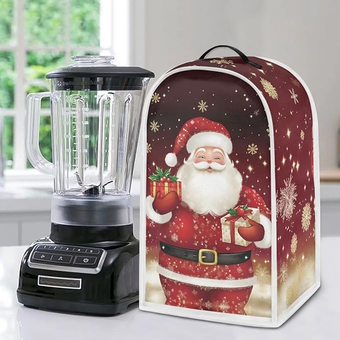 Santa Claus Blender Cover for Kitchen Resistance Food Processor Dust Cover with Handle Easy Clean Coffee Machine Dust Protector Covers for Kitchen Countertop Christmas Decor