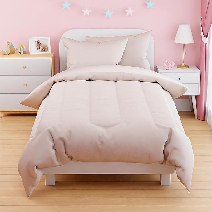 SANDJEST Beige Duvet Cover Sets Full Size for Kids Boys Girls, Incude 1 Polyester Comforter Cover 80x90 Inches and 2 Pillowcases 20x26 Inches, Comforter Not Included, Gift for Christmas Birthday