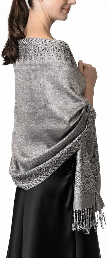 Achillea Big Paisley Pashmina Shawl Wrap for Women – Elegant Scarf for Weddings, Evening Dresses, Festivals & Daily Wear