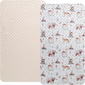 Dot Bassinet Sheet Set 2 Pack Stretch Fitted Cradle Sheets,Ultra Soft,Universal Fit Oval Rectangle Hourglass Pad/Mattress, for Baby Girls and Boys Cream, Fox Deer Bear