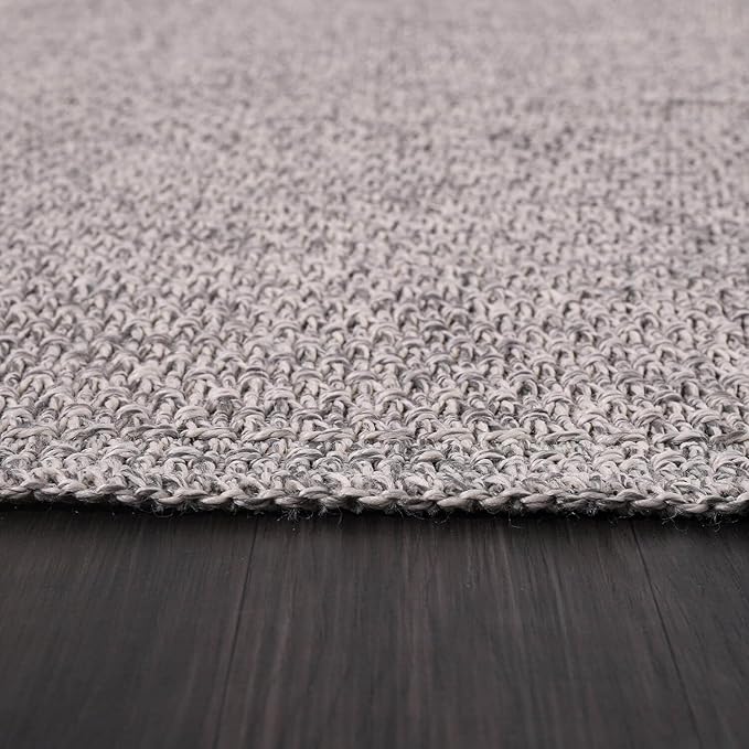 Easy Jute Door Mat, 2x3, Grey, Indoor, Outdoor, Silver, Solid, Rustic Style, Easy-Clean Rug, Woven, Carpet, for Living Room, Bedroom, Dining Room, Hallway, Office, Entryway or Patio, Deck, Porch
