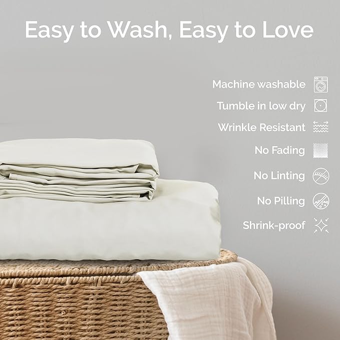 Duvet Cover Set - 100% Viscose Derived from Bamboo Duvet Cover King Size, 3 PC Luxury Cooling Duvet Cover for Hot Sleepers, Silky Buttery Soft Comforter Cover & 2 PC King Pillowcases, Ivory