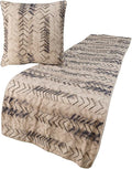 The HomeCentric King Queen Twin Grey Decorative Full 68"x18" Bed Runner with 2 Pillow Cover, Tie & Dye Beaded Bed Scarf on Cotton Fabric - Tie Dye Chevy